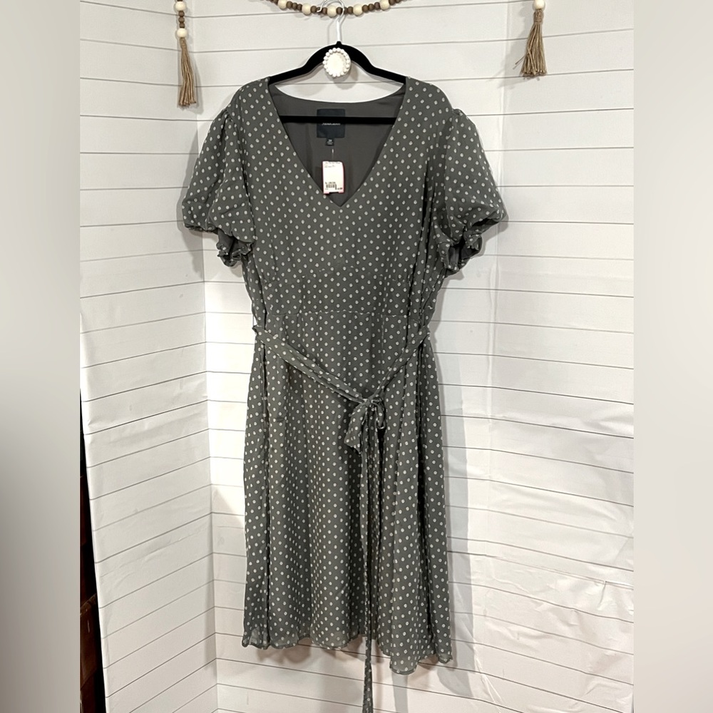 ModCloth Dress 26/28W Gray w/ White Swiss Dots
